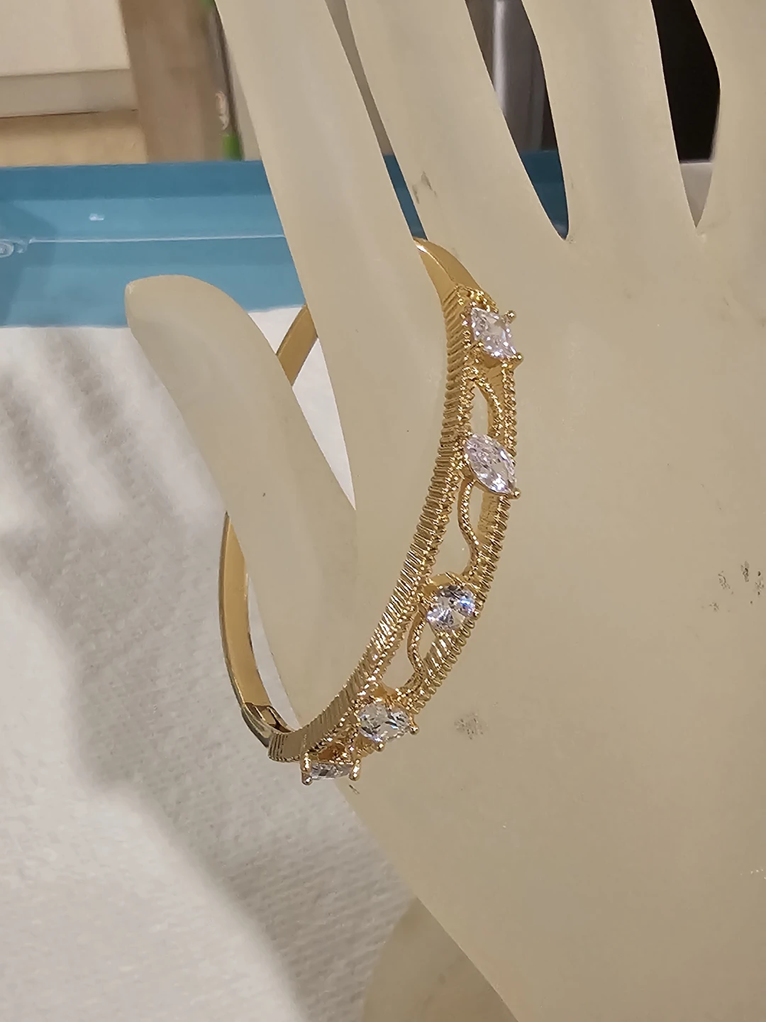 Gold Plated Bangle with CZ Stones
