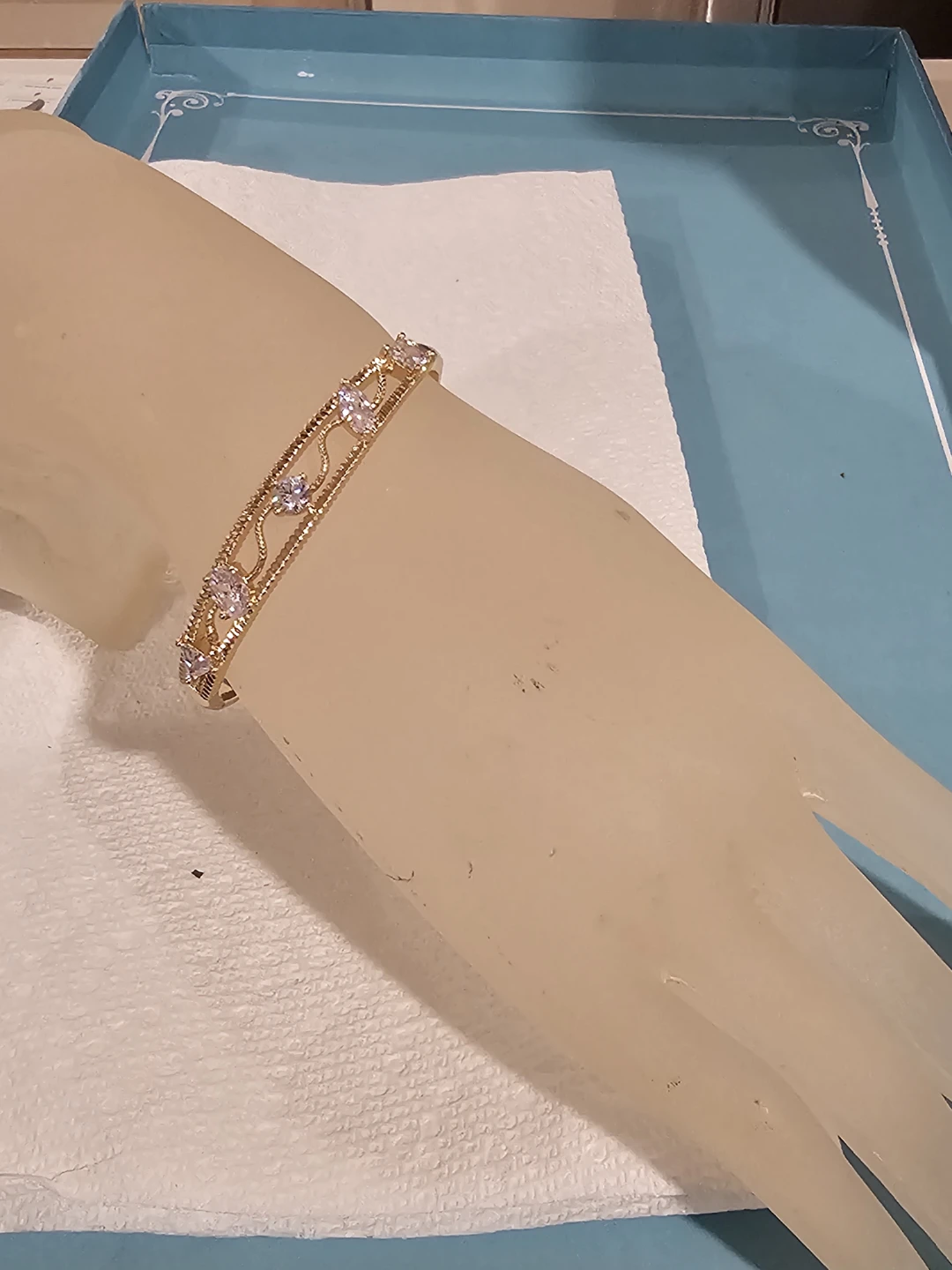 Gold Plated Bangle with CZ Stones - photo 2