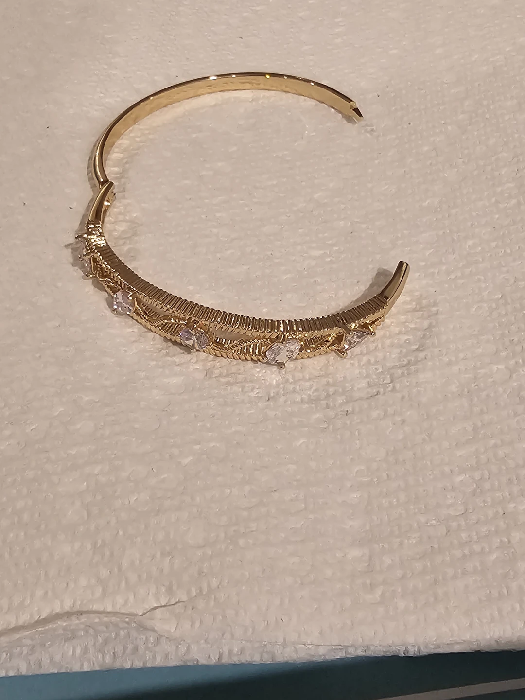 Gold Plated Bangle with CZ Stones - photo 4