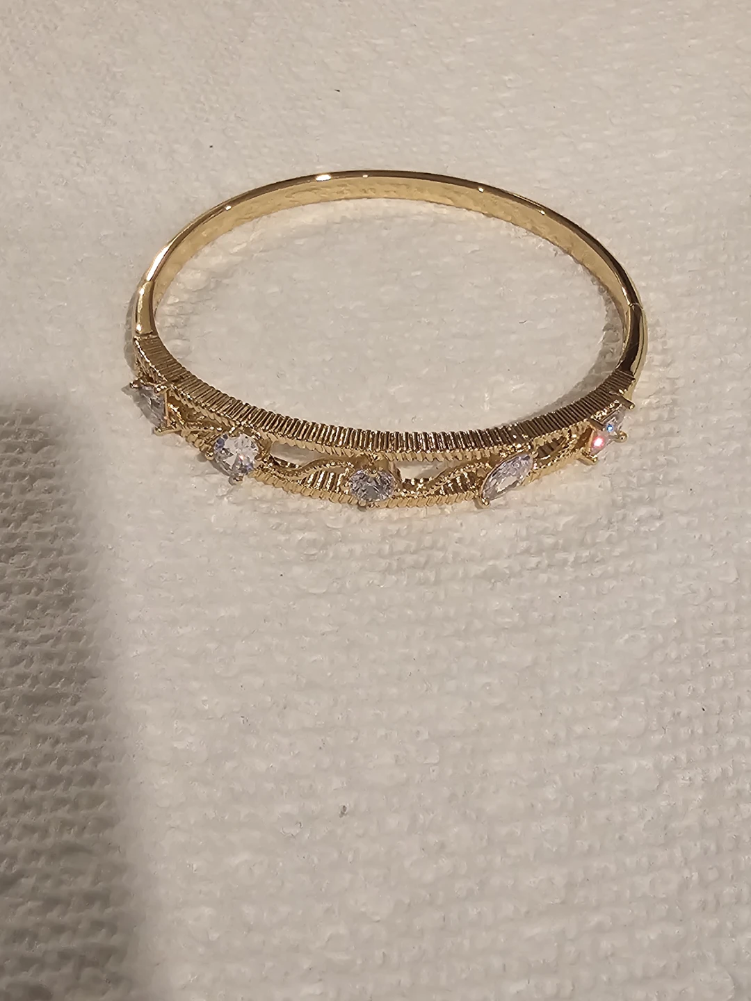 Gold Plated Bangle with CZ Stones - photo 5