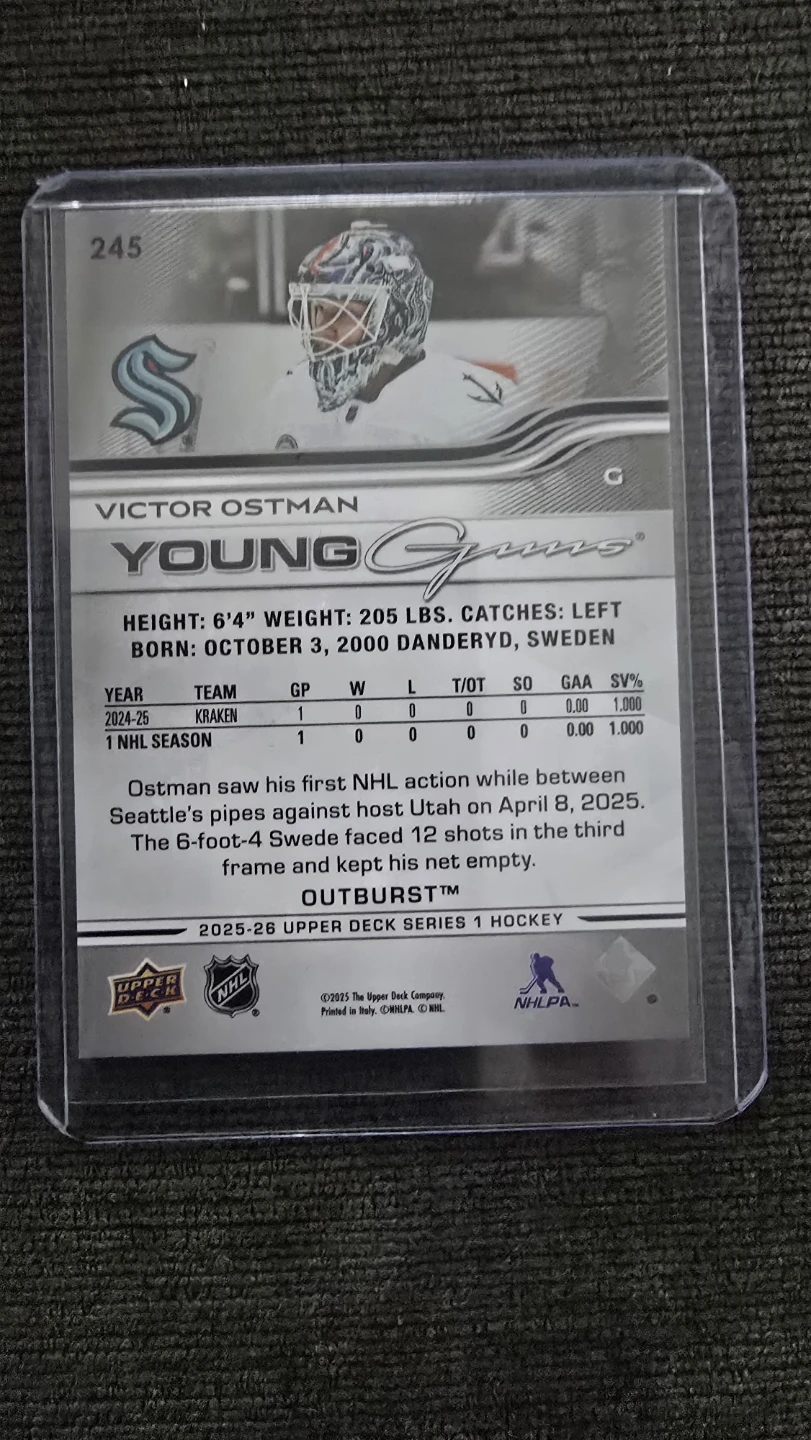 2025-26 Upper Deck Series 1 Victor Ostman Hockey Card - photo 2