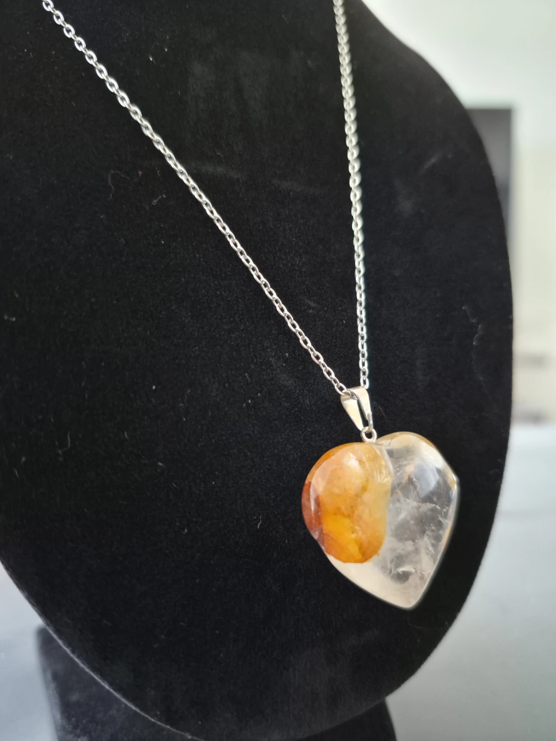 Heart Pendant Necklace - Citrine Gemstone