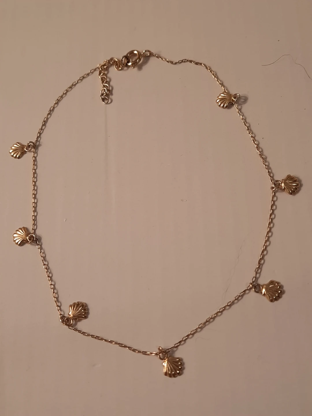 Gold-over silver 925 anklet with seashell charms