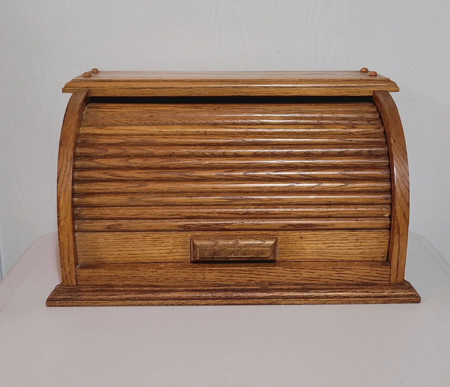 Vintage Oak Roll Top Bread Box