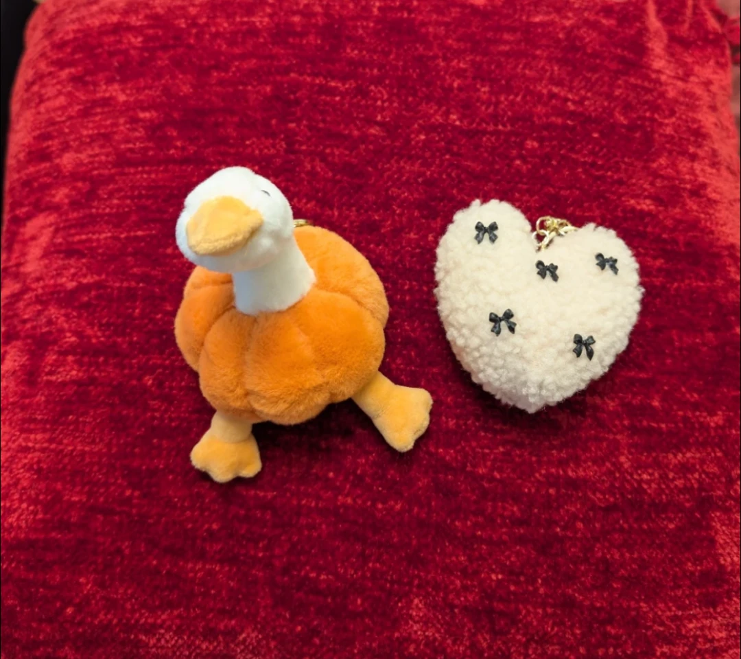 Plush Duck Keychain & Heart Charm