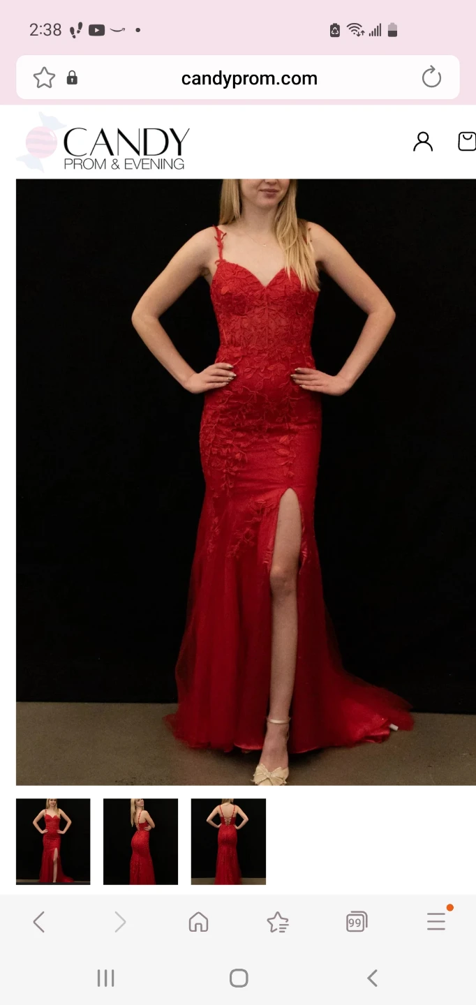 Red Lace Prom Dress with Slit