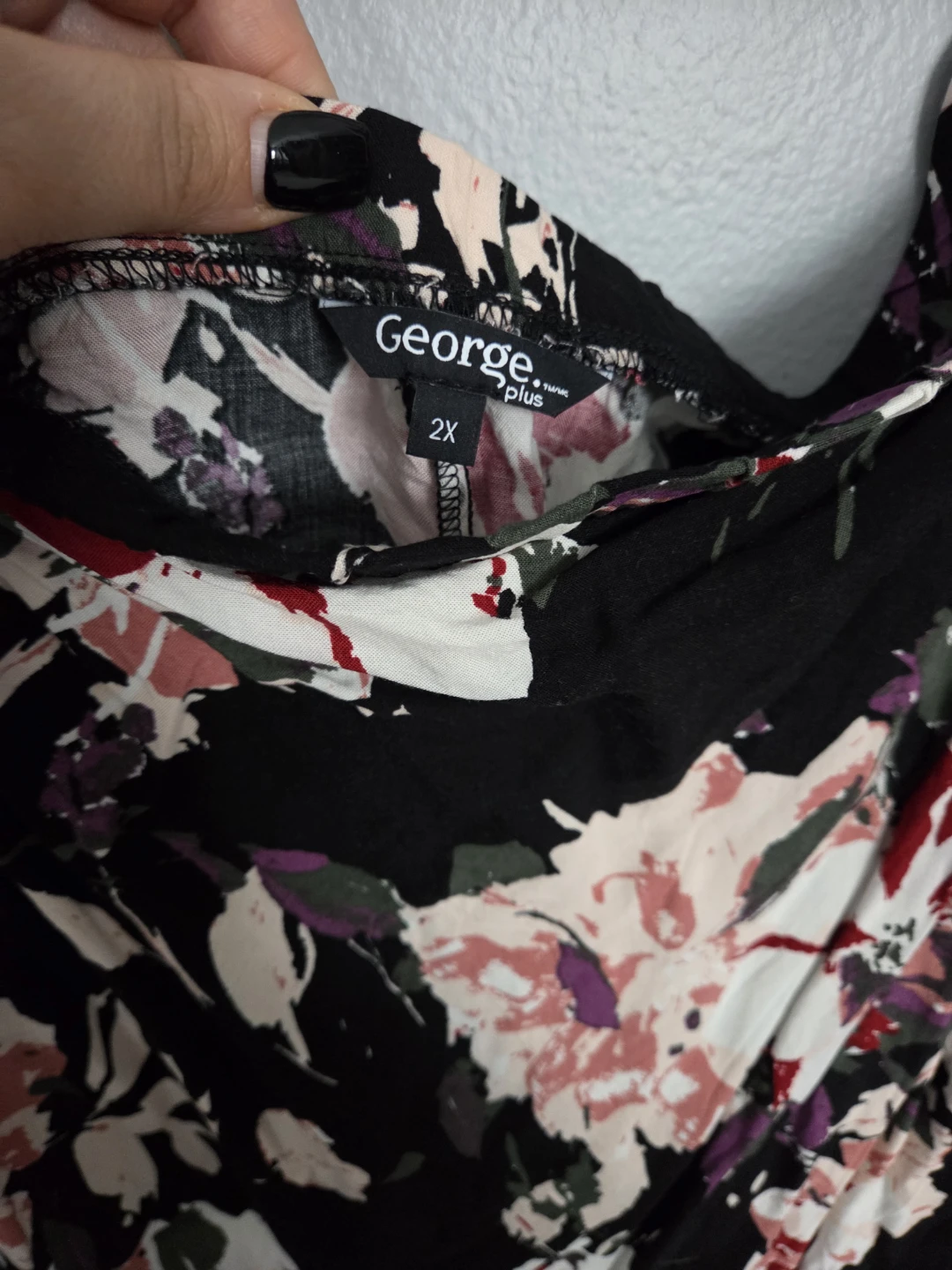 George Plus Black Floral Off-the-Shoulder Top Size 2X - photo 2