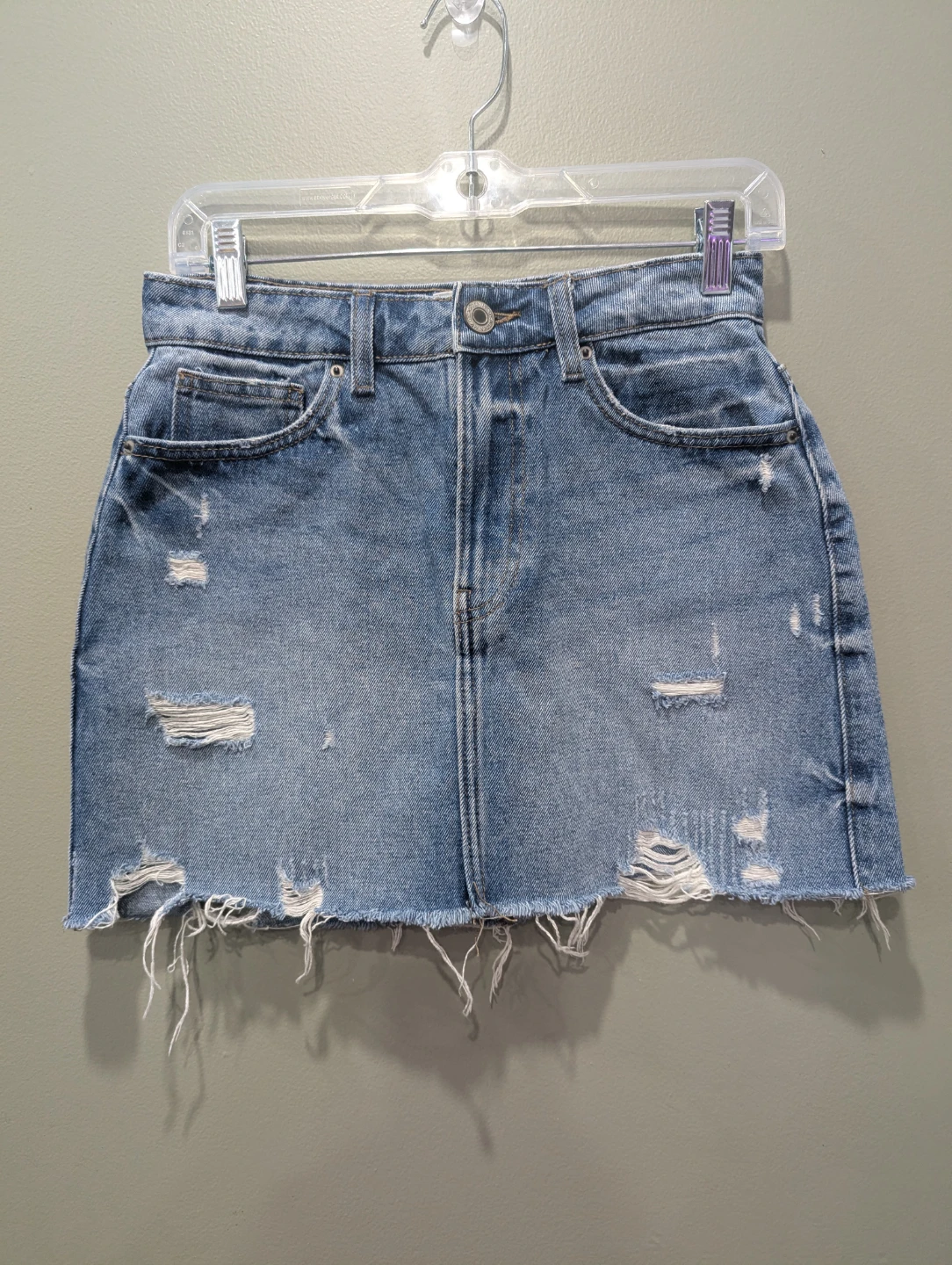 SWS Denim Co. Distressed Blue Jean Mini Skirt Size S/P
