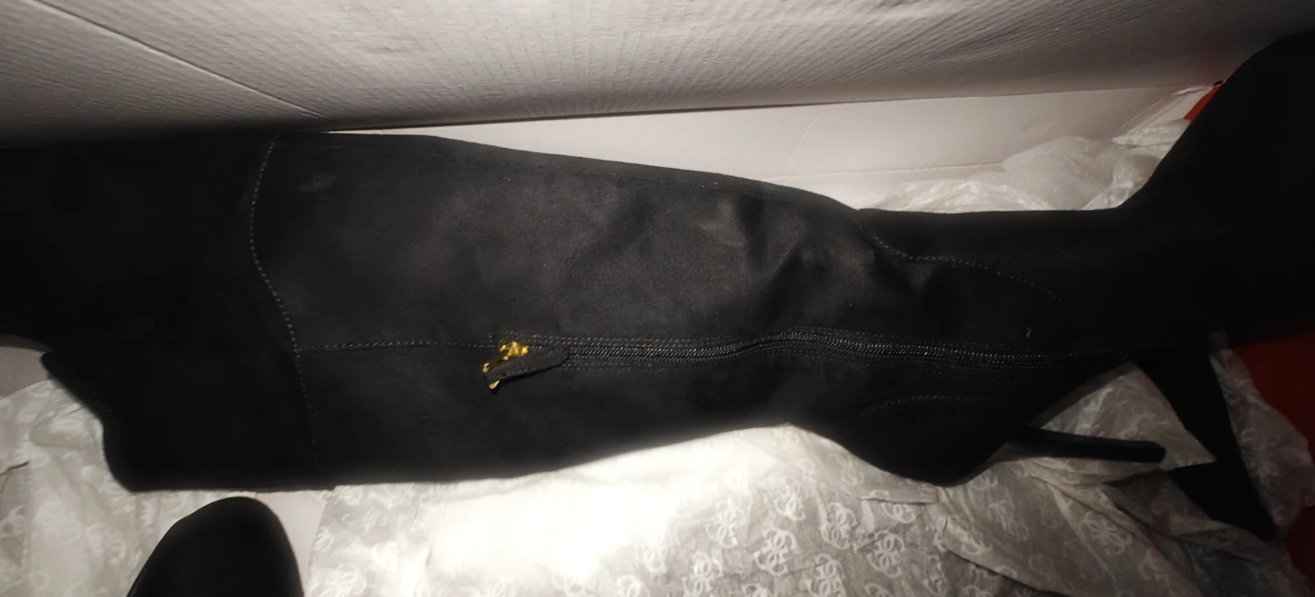 Vintage Guess Women's Black Fabric Knee-High Boots Size 7 - photo 4