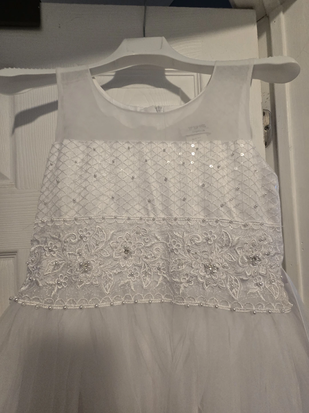 White Beaded & Sequined Communion Dress - photo 2