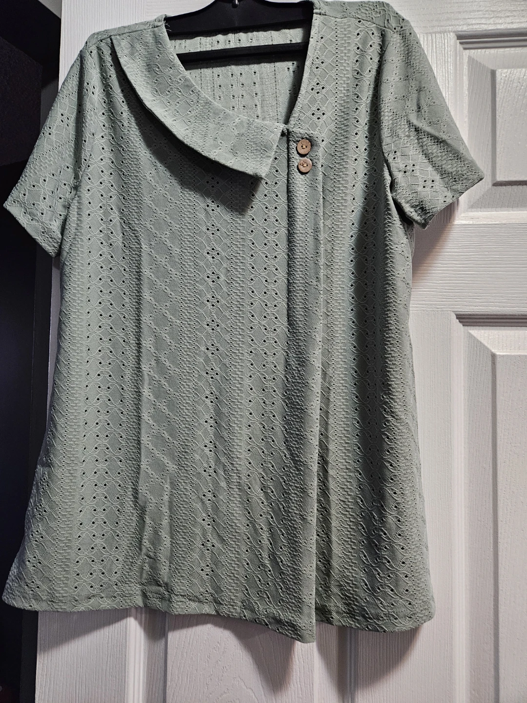 New women's Green Eyelet Top - Polyester/Spandex Blend