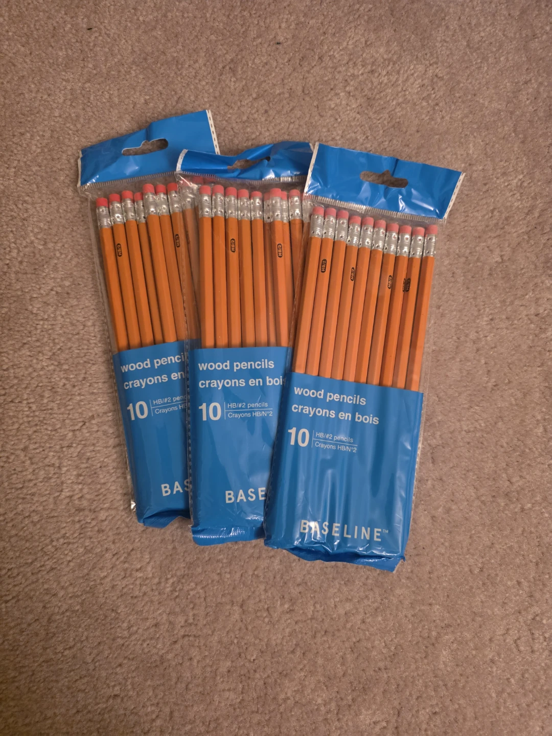 Baseline Wood Pencils, HB/#2, Pack of 30 (3 x 10-packs) 🏆