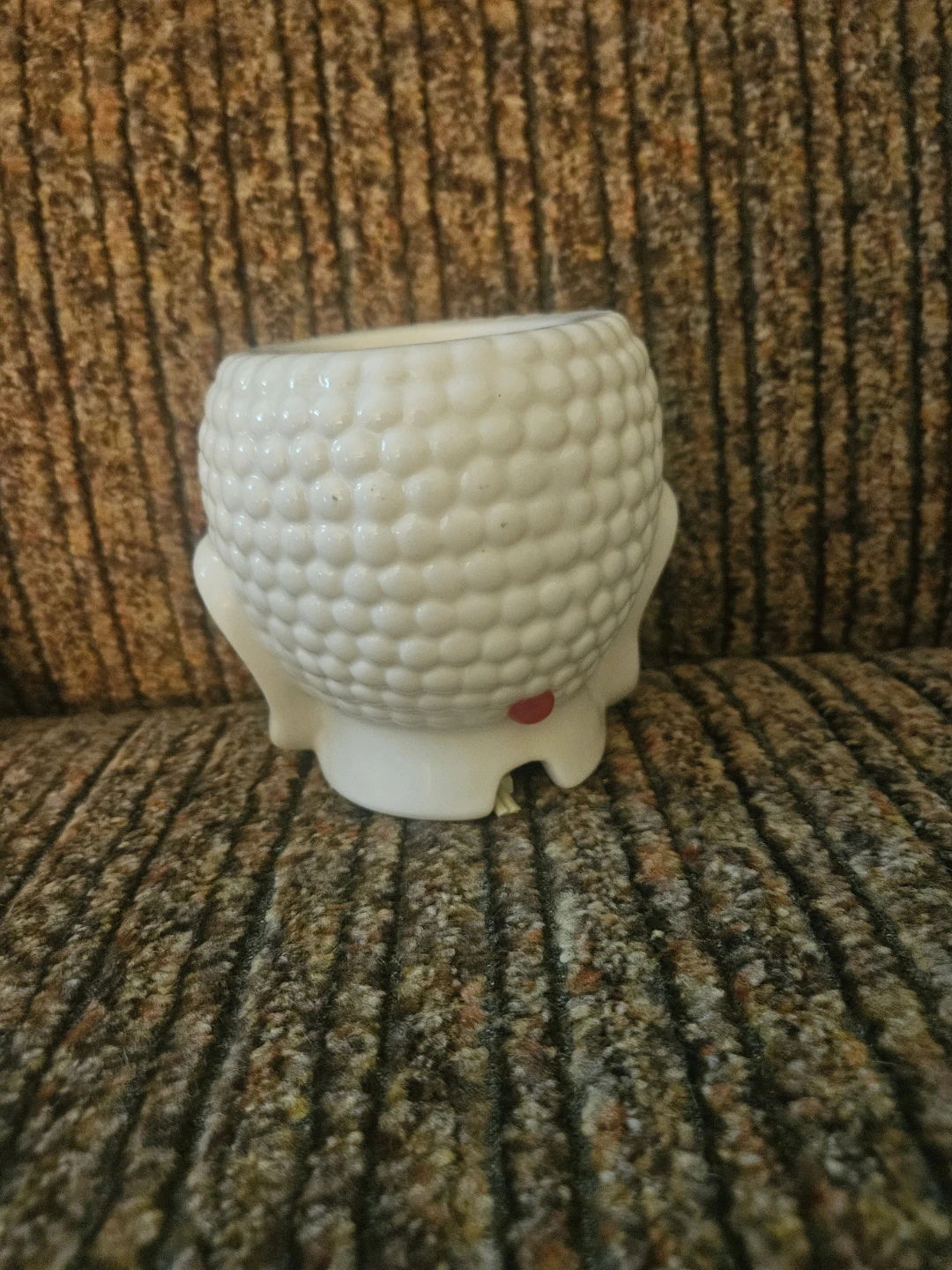 White Buddha Head Ceramic Candle Holder - photo 3