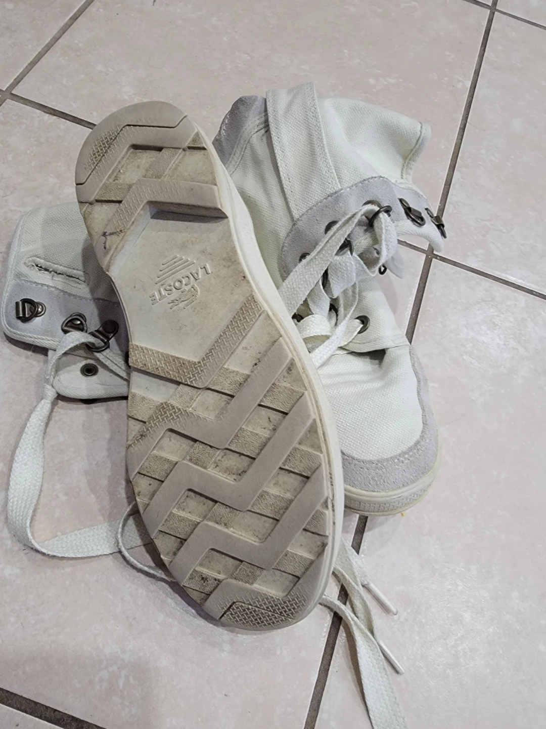 White Lacoste Canvas High-Top Sneakers - photo 3