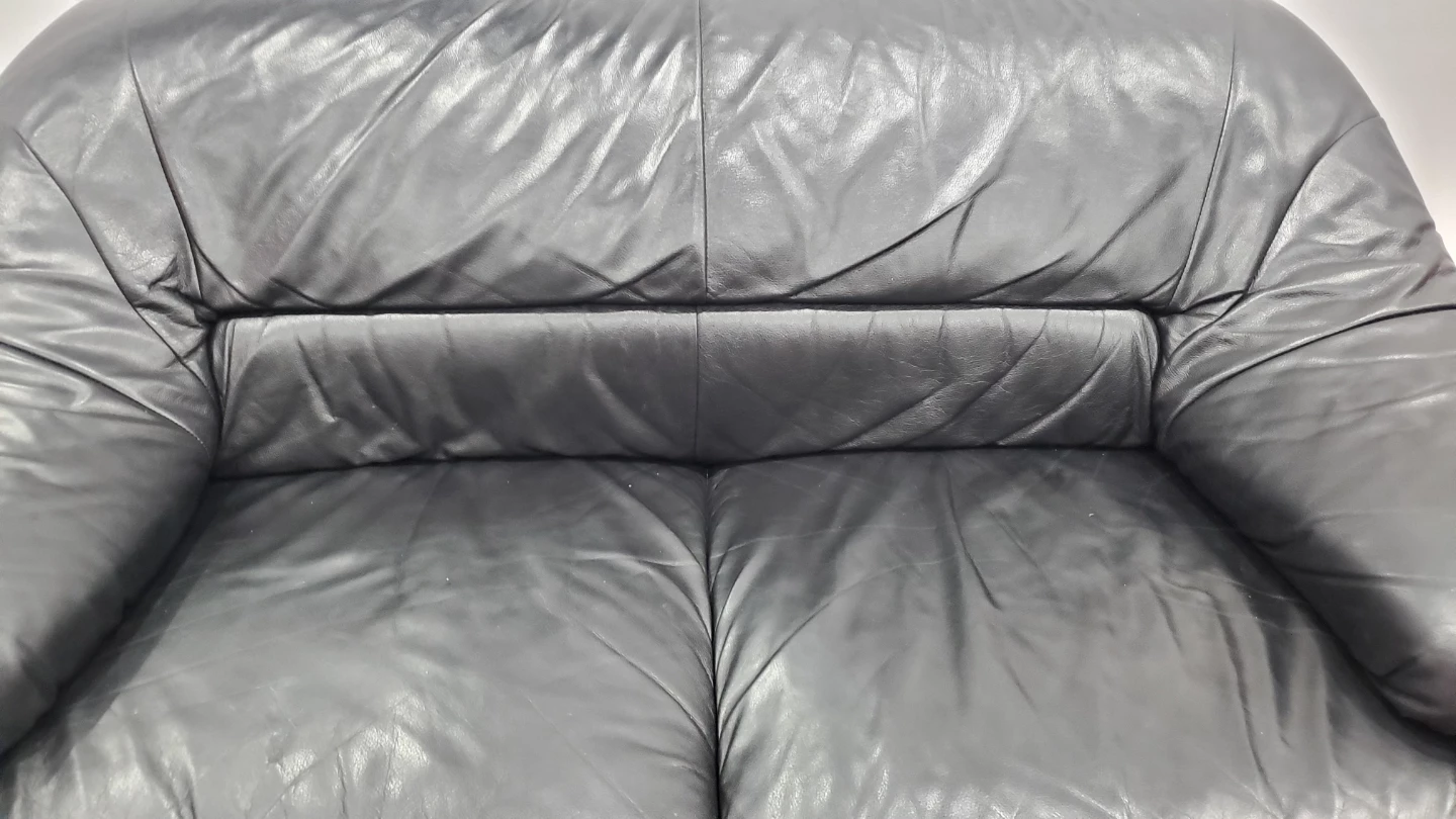 Black Leather Loveseat Sofa - photo 3