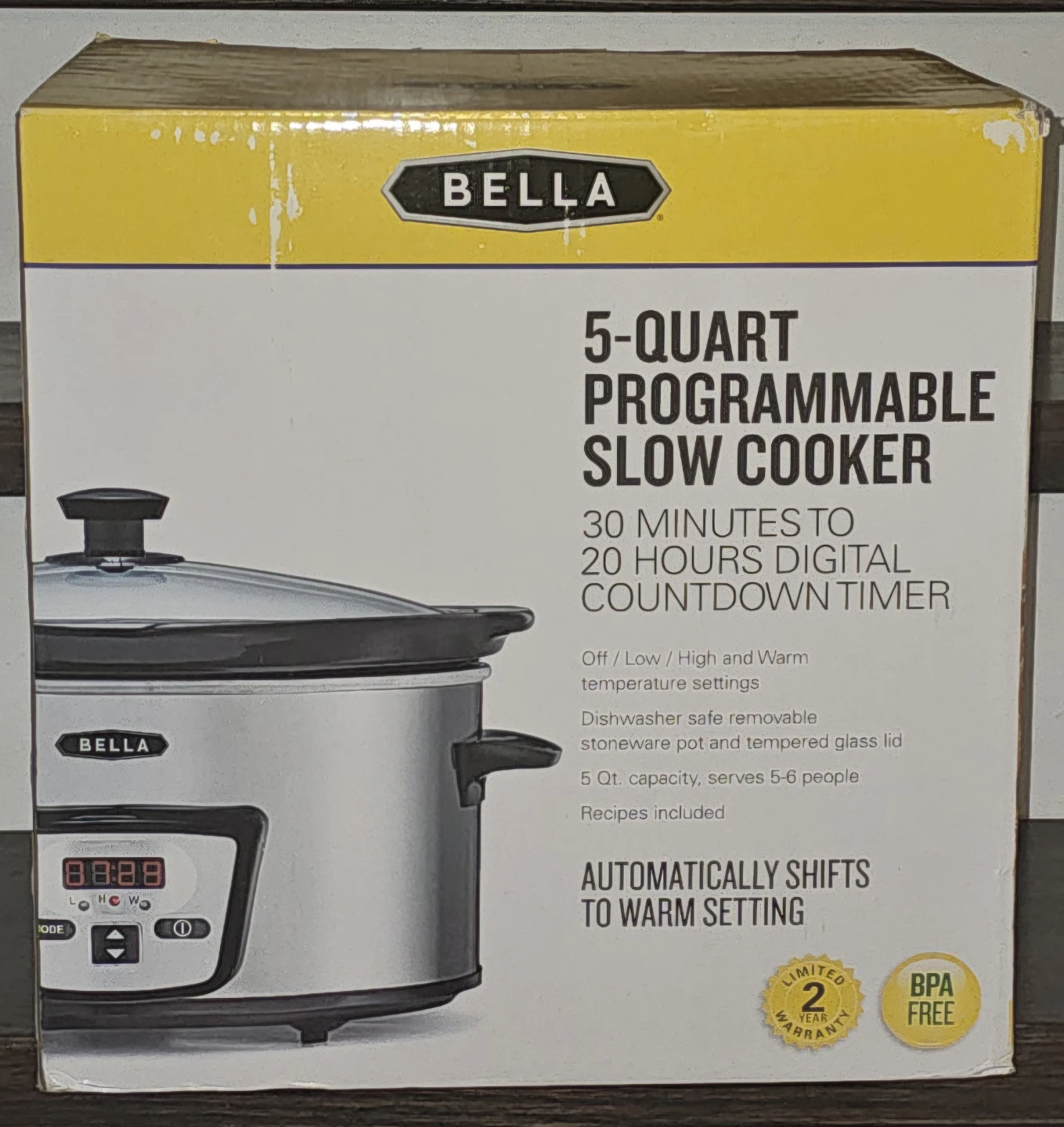 BELLA 5-Quart Programmable Slow Cooker