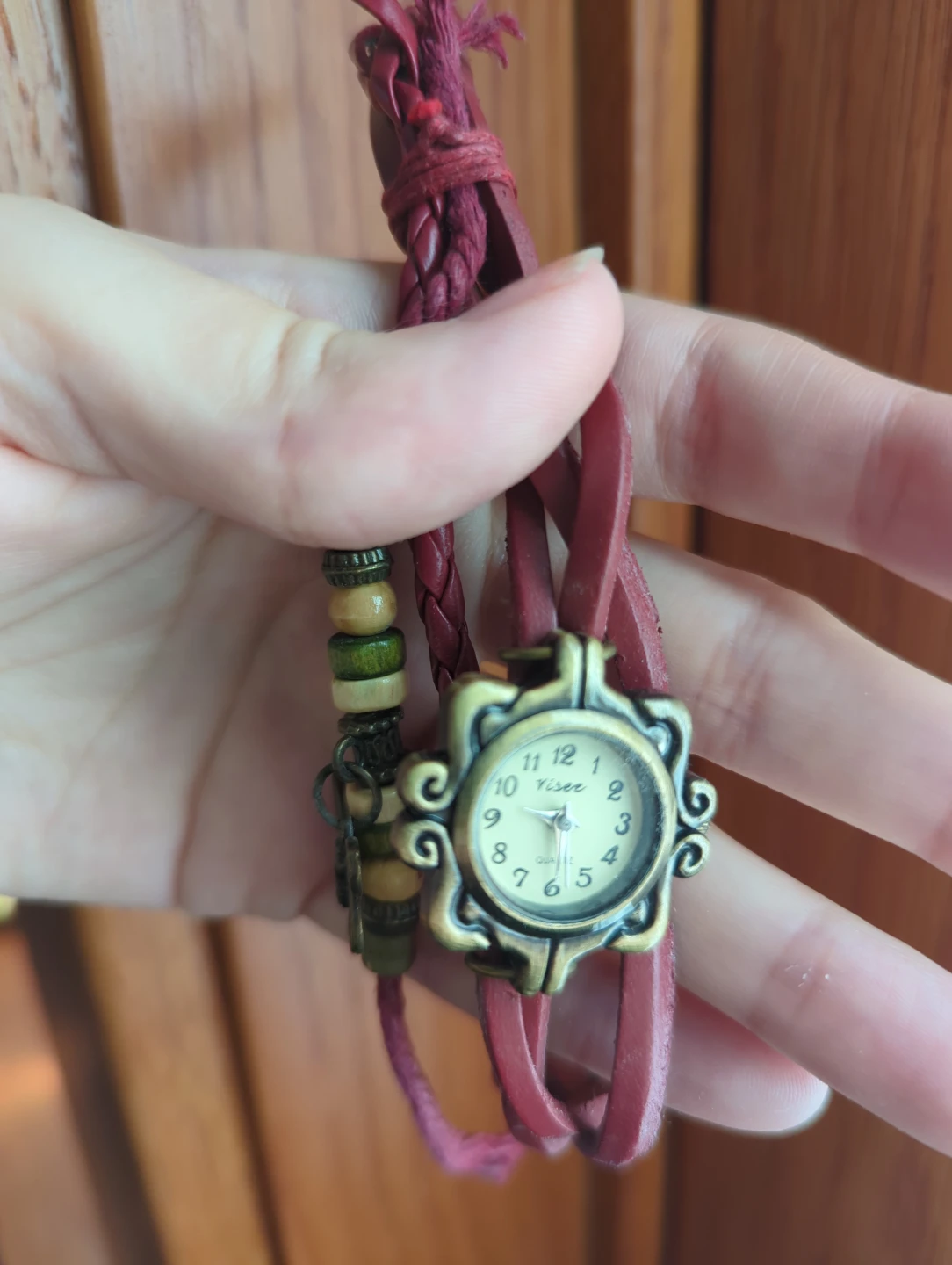 Yisee Leather Wrap Watch with Beads