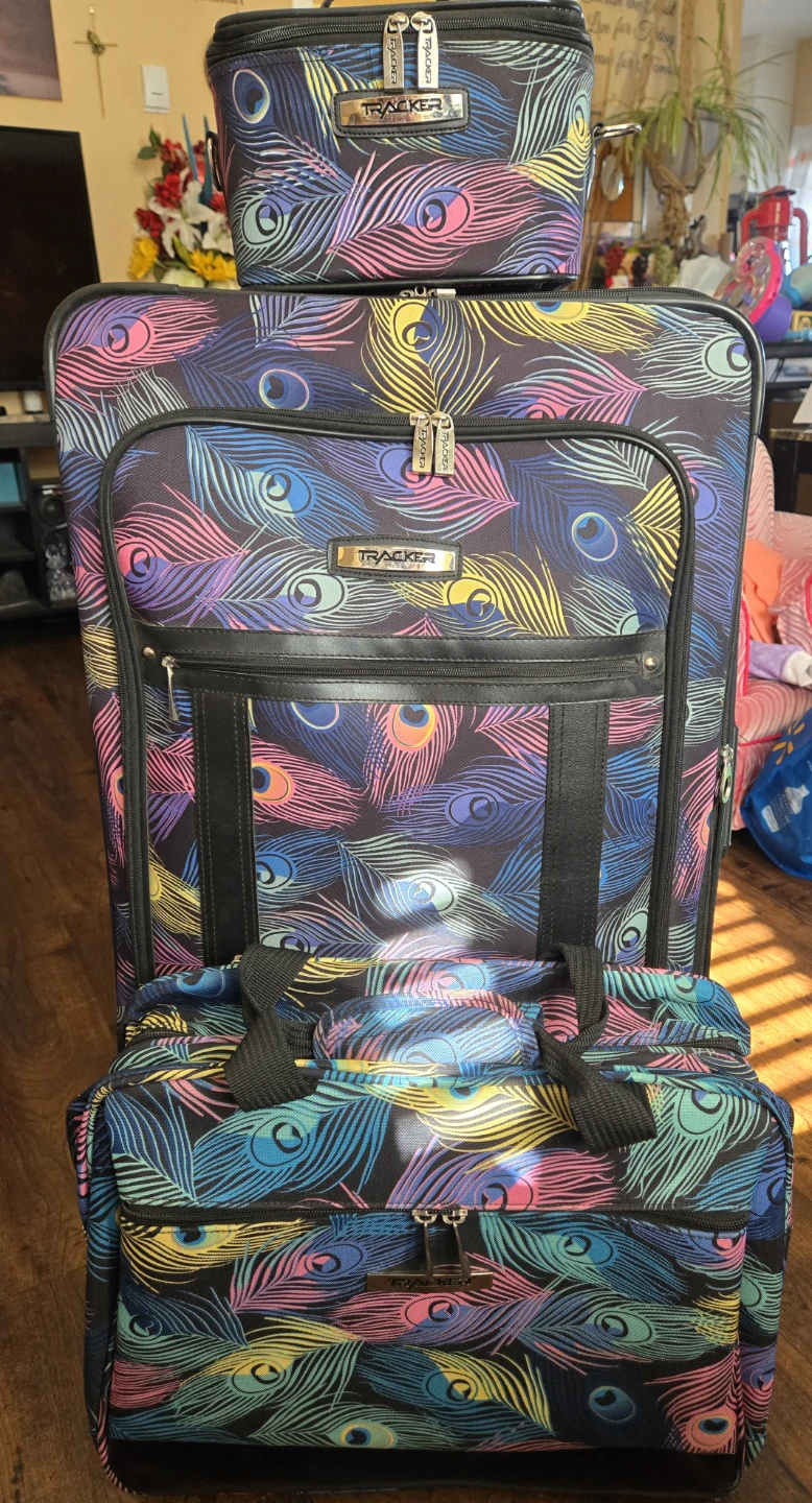 Tracker Luggage Set - Peacock Feather Pattern
