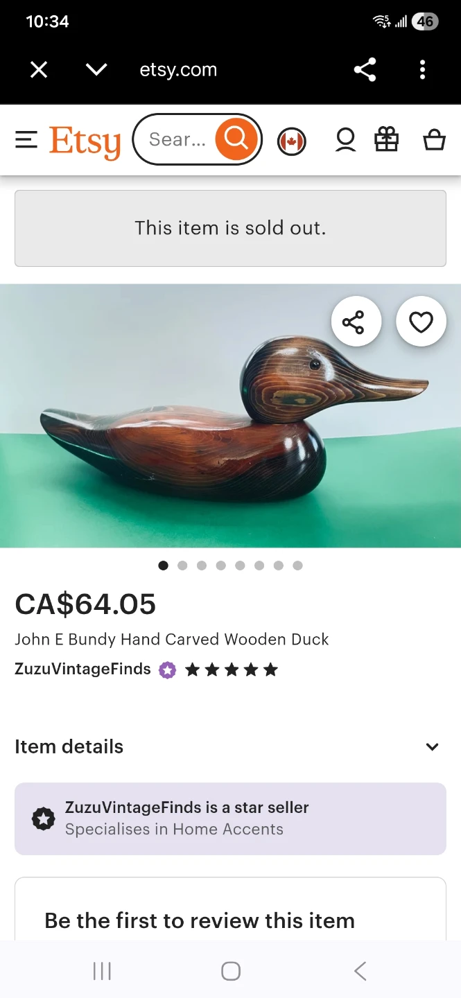 John E Bundy Hand Carved Wooden Duck - photo 2