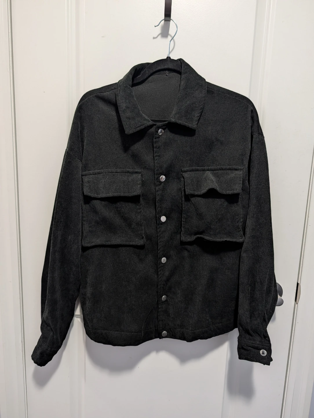 Black Corduroy Button-Up Shirt Jacket (M) - photo 2