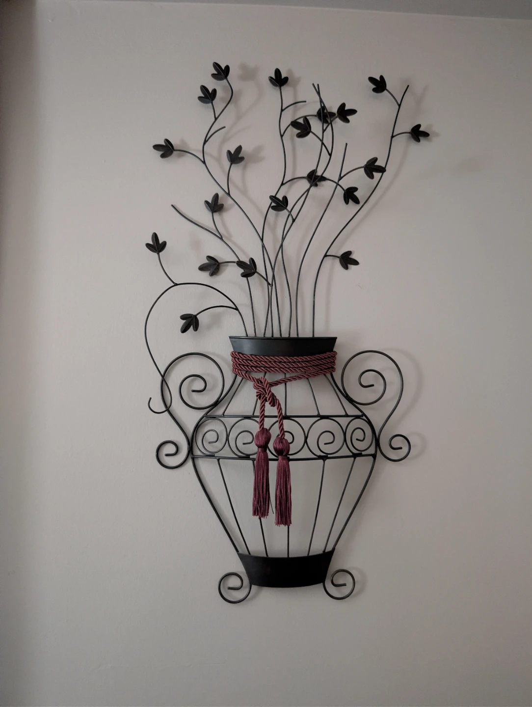 Black Metal Wall Vase with Tassels