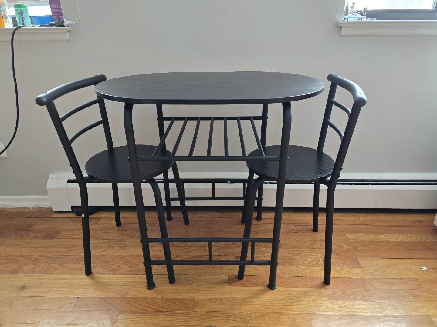 Black Dining Set with Table and 2 Chairs - photo 2