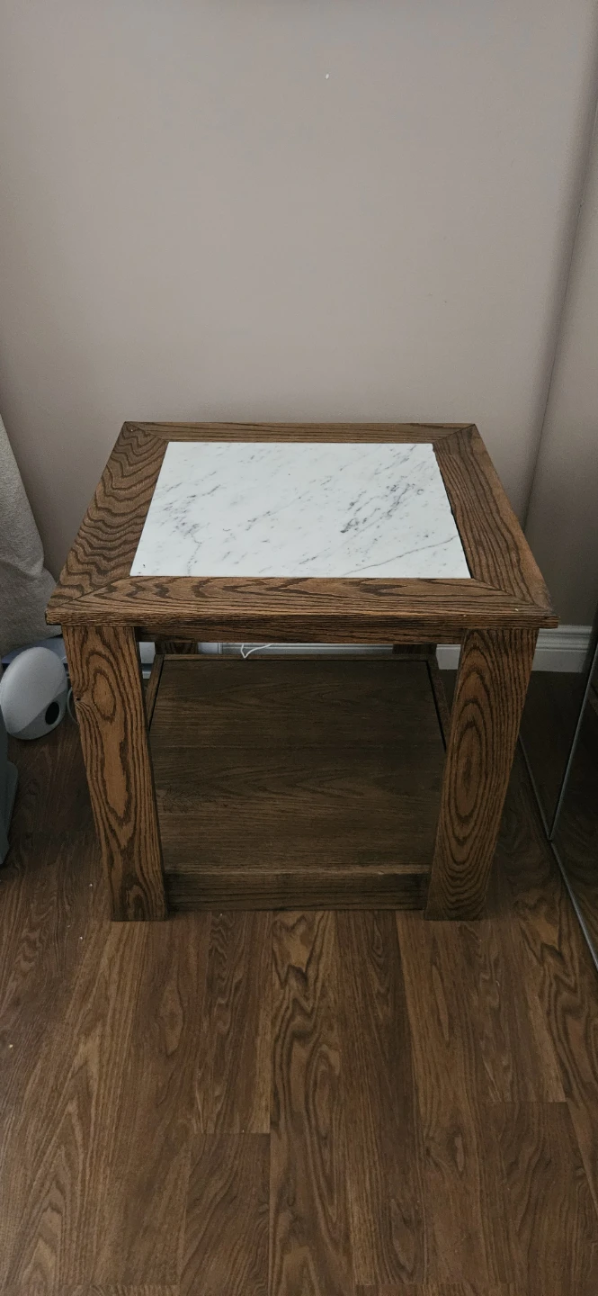 2 Wooden End Table with Marble Top