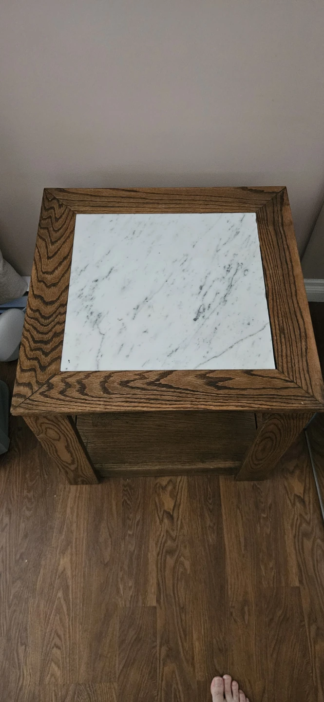 2 Wooden End Table with Marble Top - photo 2
