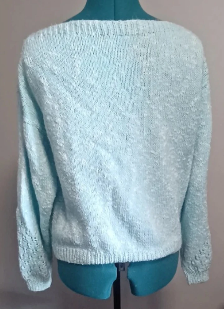 Light Blue Knit Sweater with Pearl Buttons - photo 2