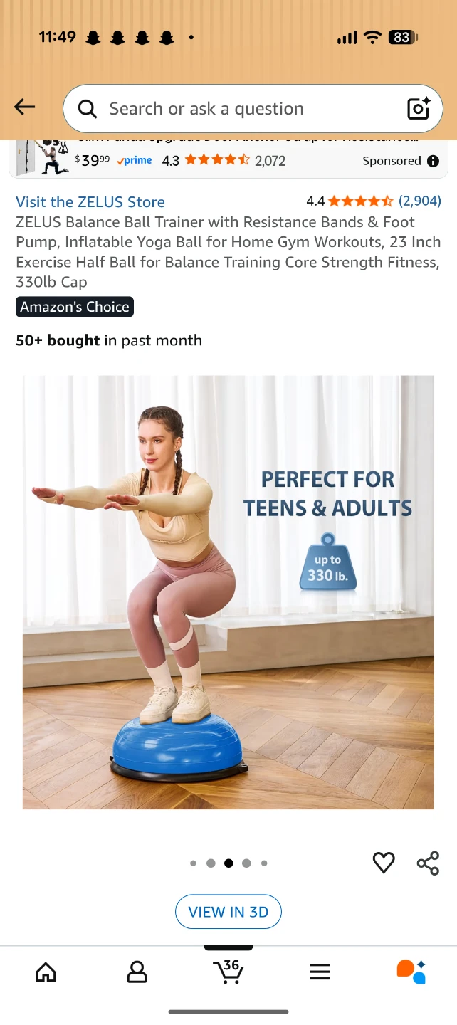 ZELUS Balance Ball Trainer with Resistance Bands - photo 2