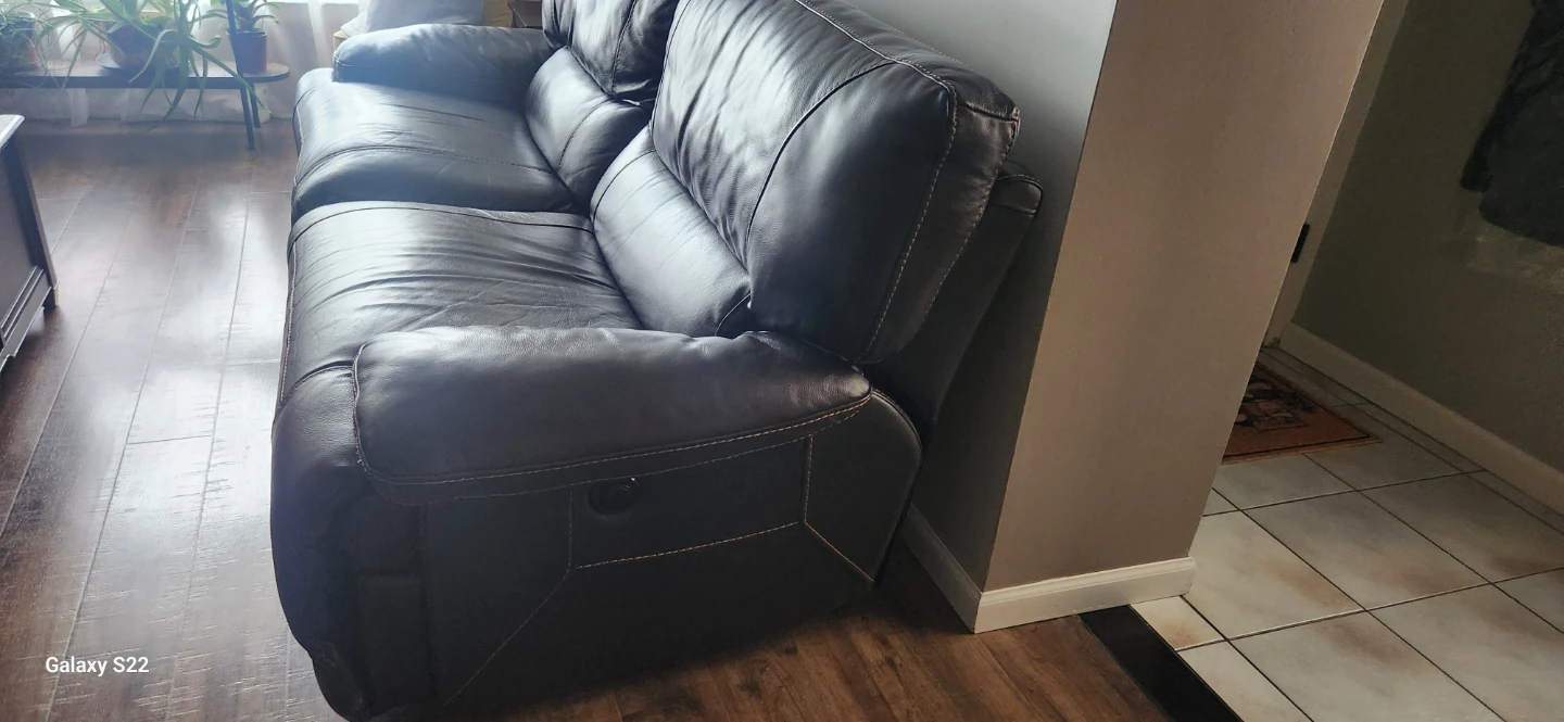 Brown Genuine Leather Reclining Sofa