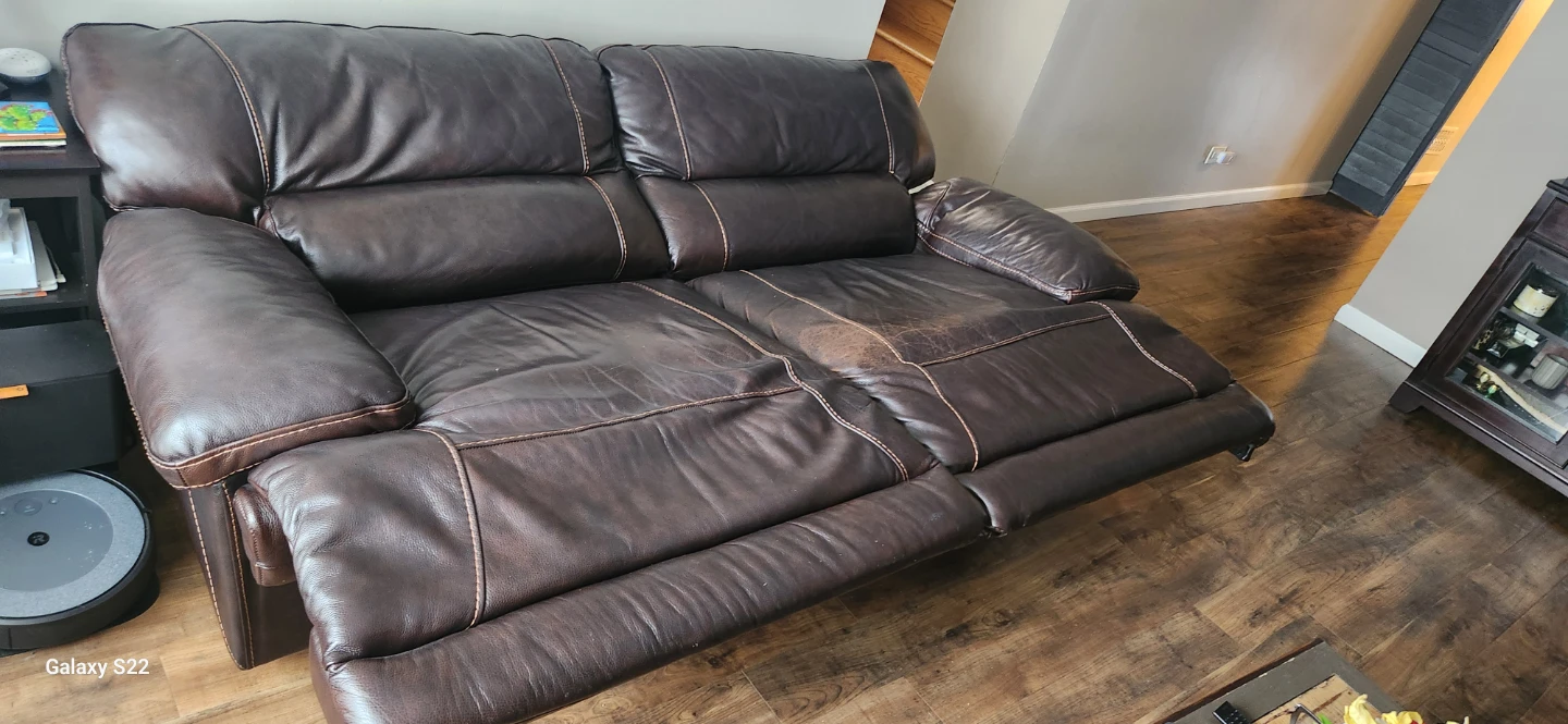 Brown Genuine Leather Reclining Sofa - photo 2