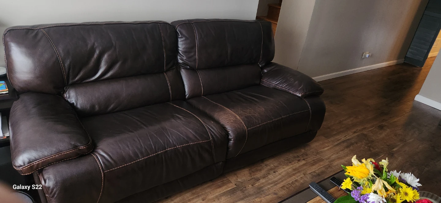 Brown Genuine Leather Reclining Sofa - photo 3