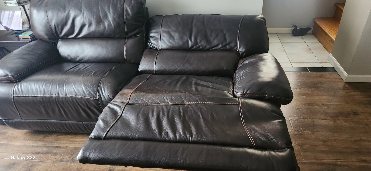 Brown Genuine Leather Reclining Sofa - photo 4