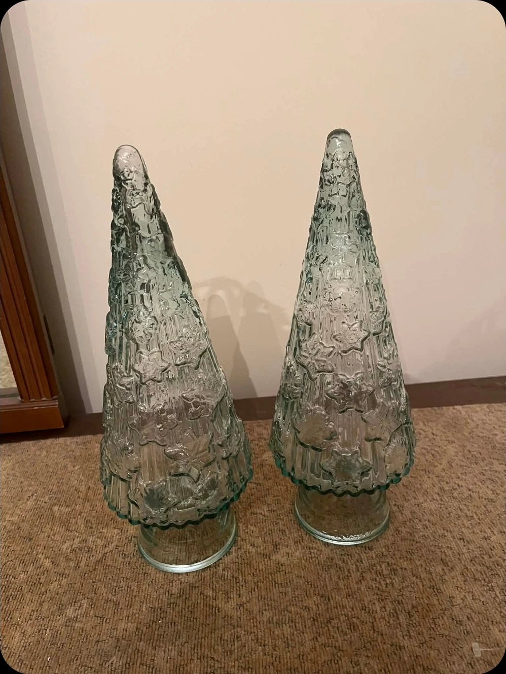 2 Vntg Glass Christmas Trees
