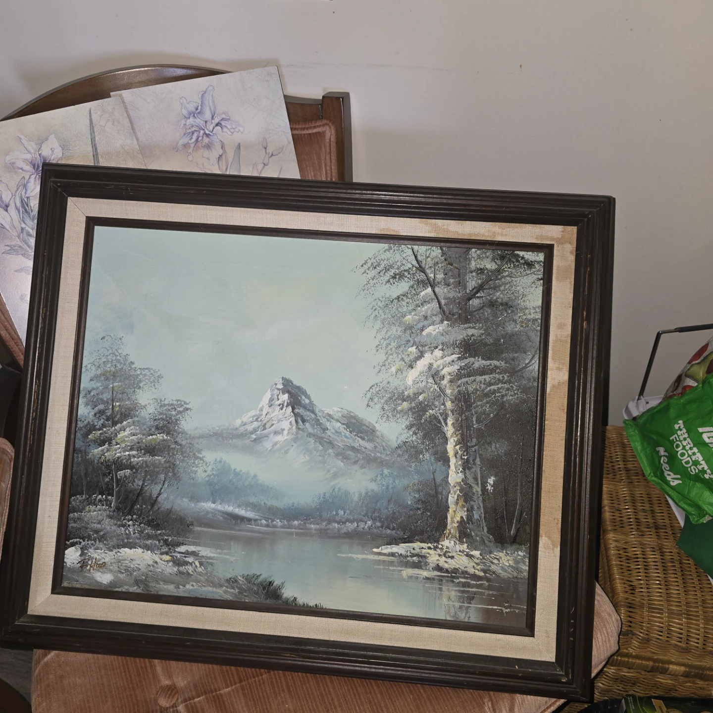 Vintage Winter Landscape Oil Painting