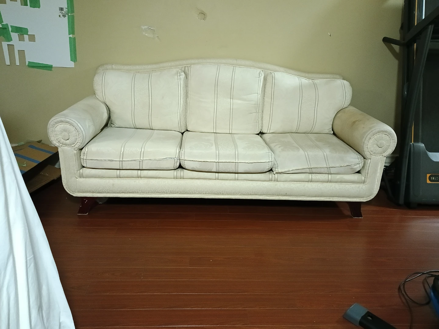 Cream Striped Sofa