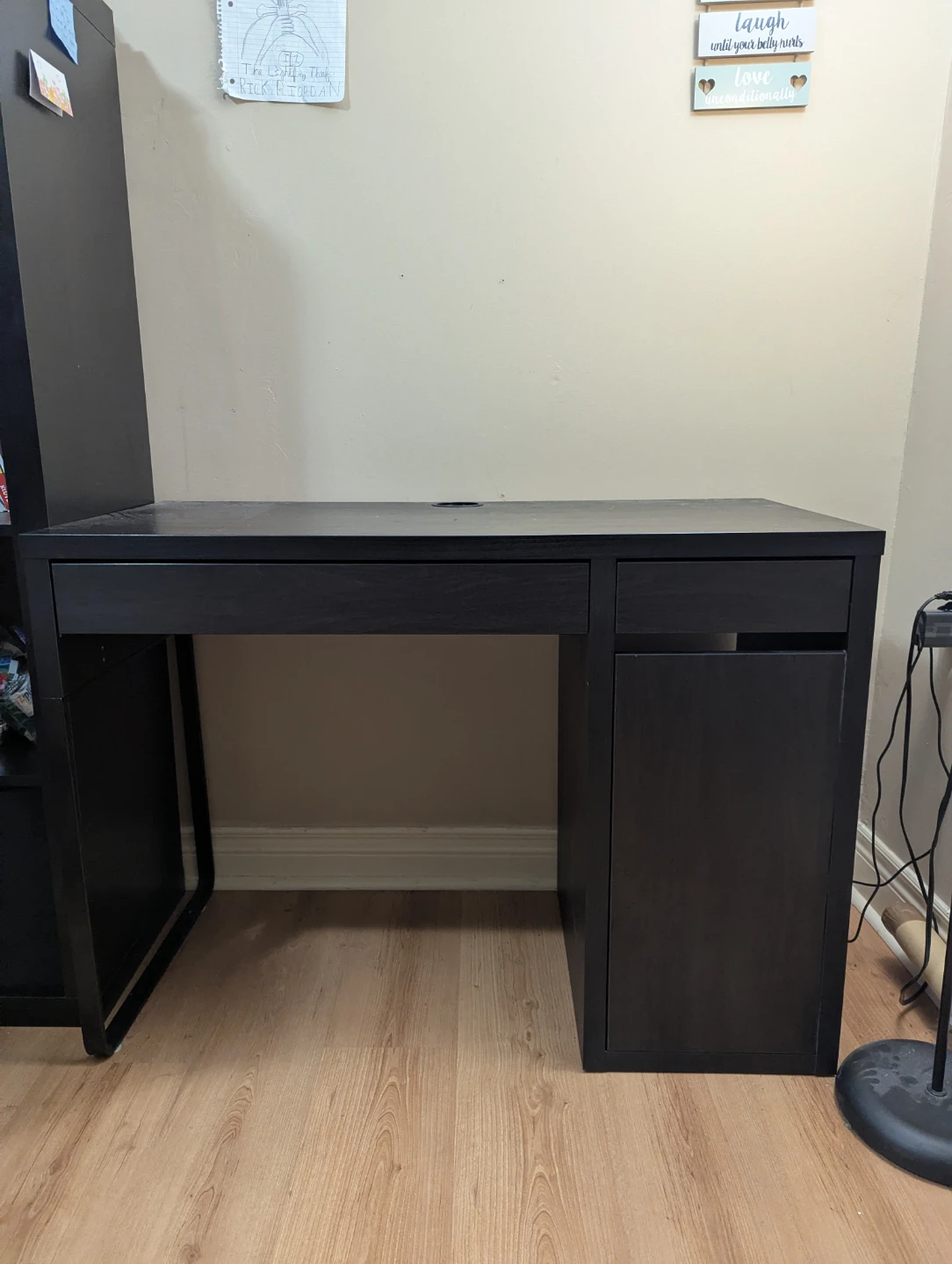 Ikea- Mickie Dark Brown Desk with Drawer and Cabinet