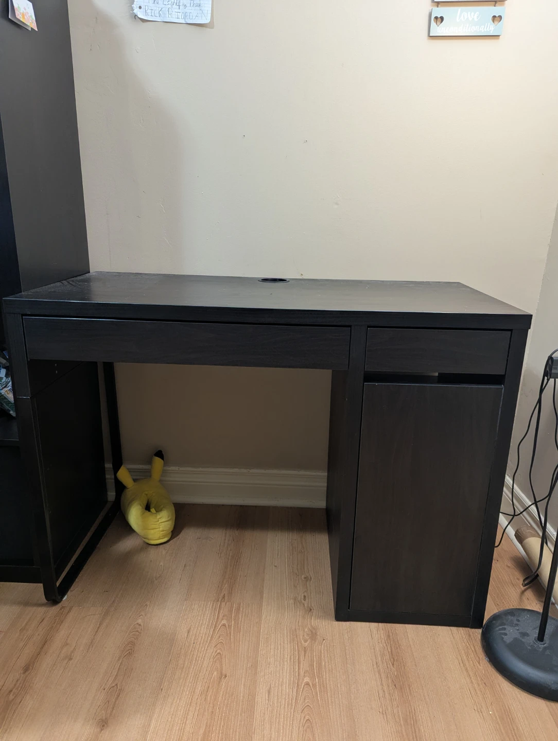 Ikea- Mickie Dark Brown Desk with Drawer and Cabinet - photo 2