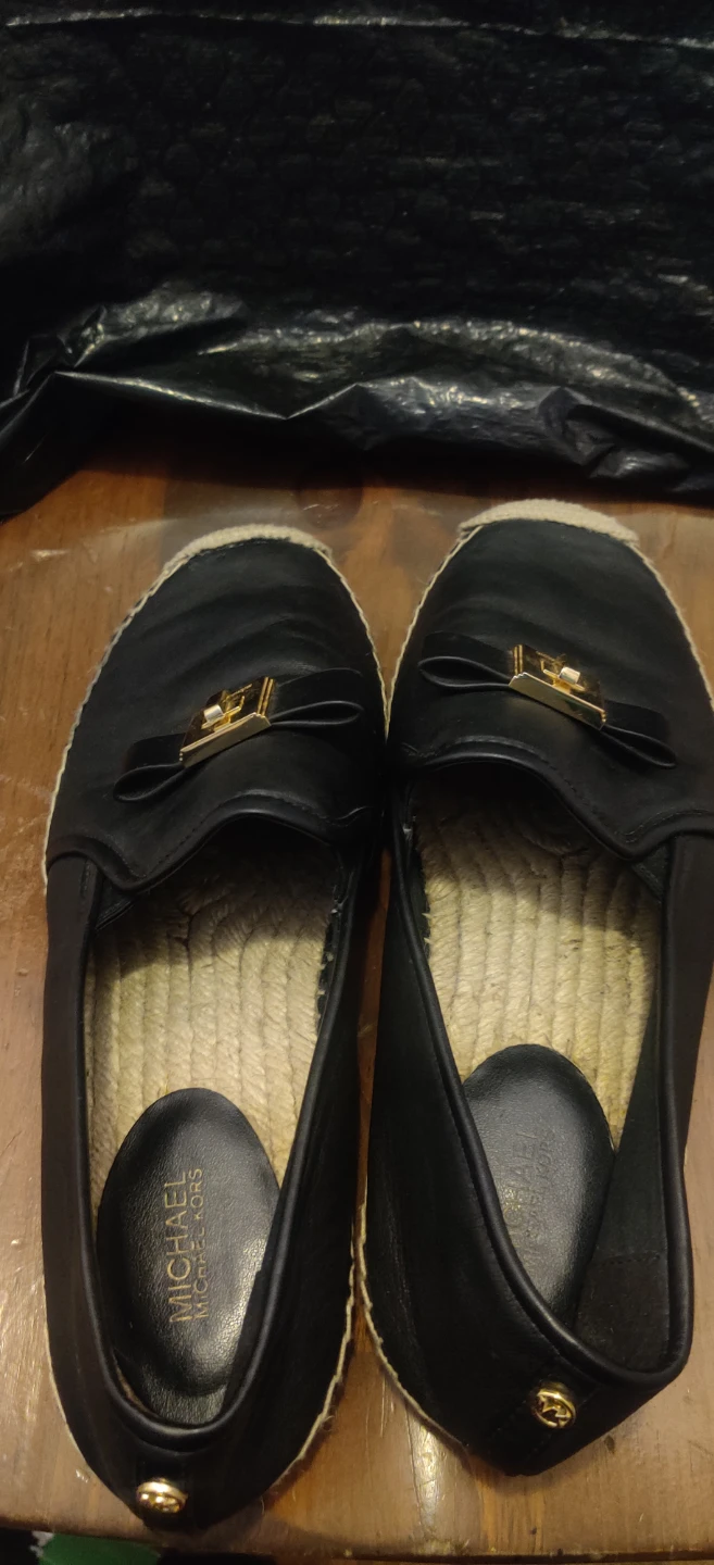 Michael Kors Black Leather Espadrille Flats