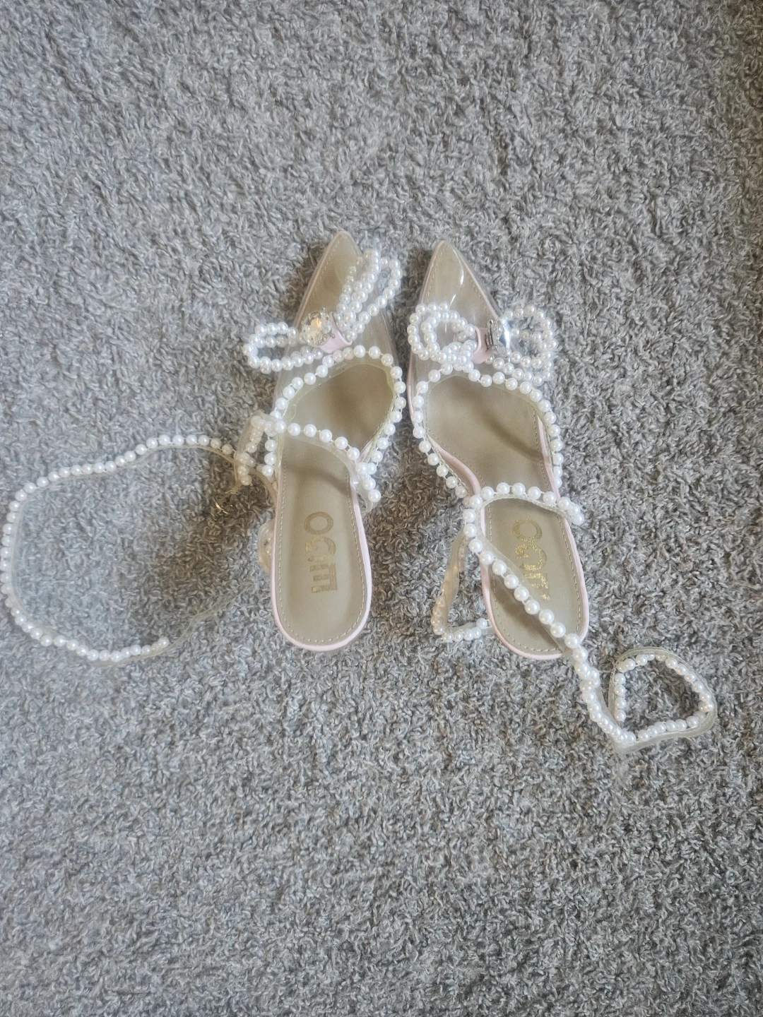 EGO Pearl Embellished Clear Heels