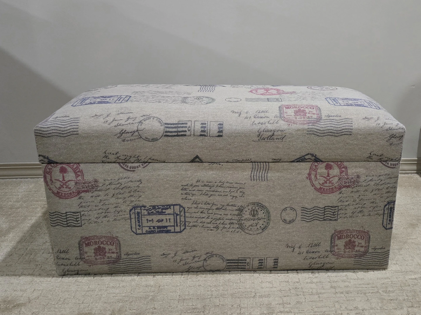 Storage Ottoman with Stamp Print