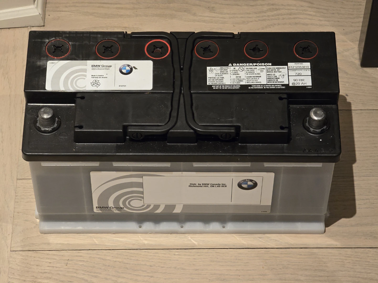 Bmw E90 e92 e93 OEM Battery 90 ah 720 cca size h8