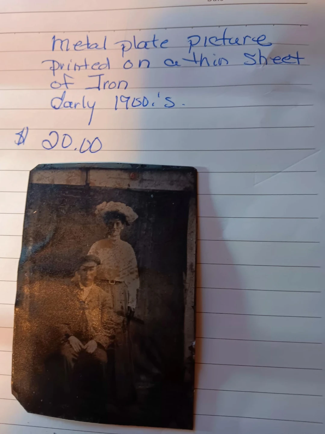 Vintage Metal Plate Picture - Early 1900s