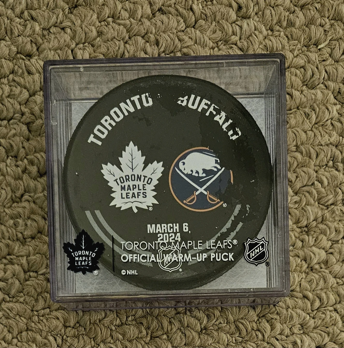 Gamed Used Toronto Maple Leafs Official Warm-Up Puck - photo 3