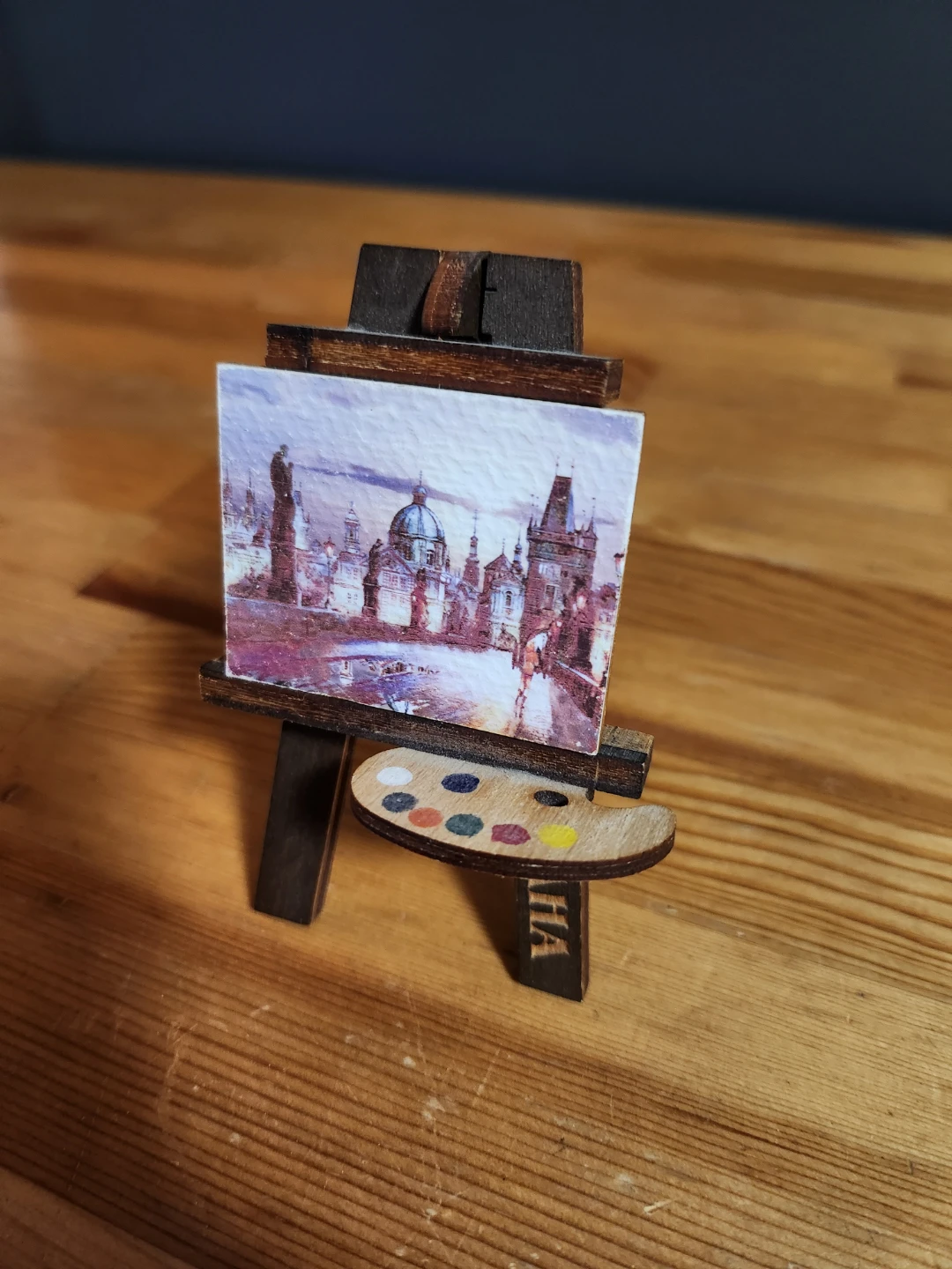 Miniature Easel with Prague Scene 🏆 - photo 4