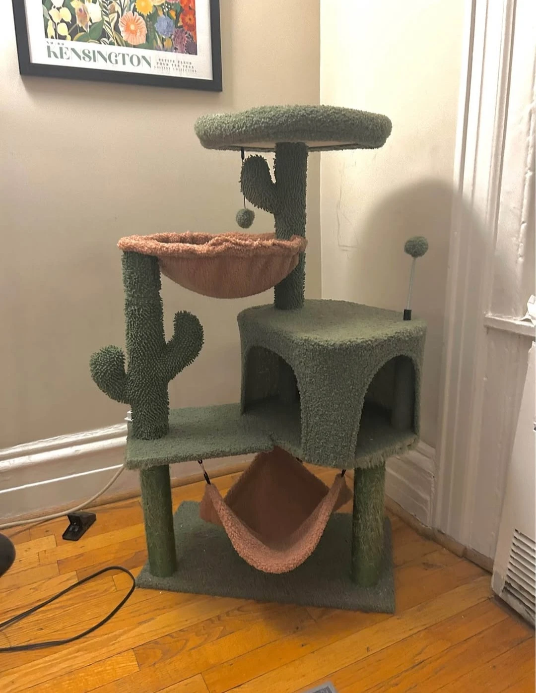 Green Cactus Cat Tree Condo with Hammock - photo 3