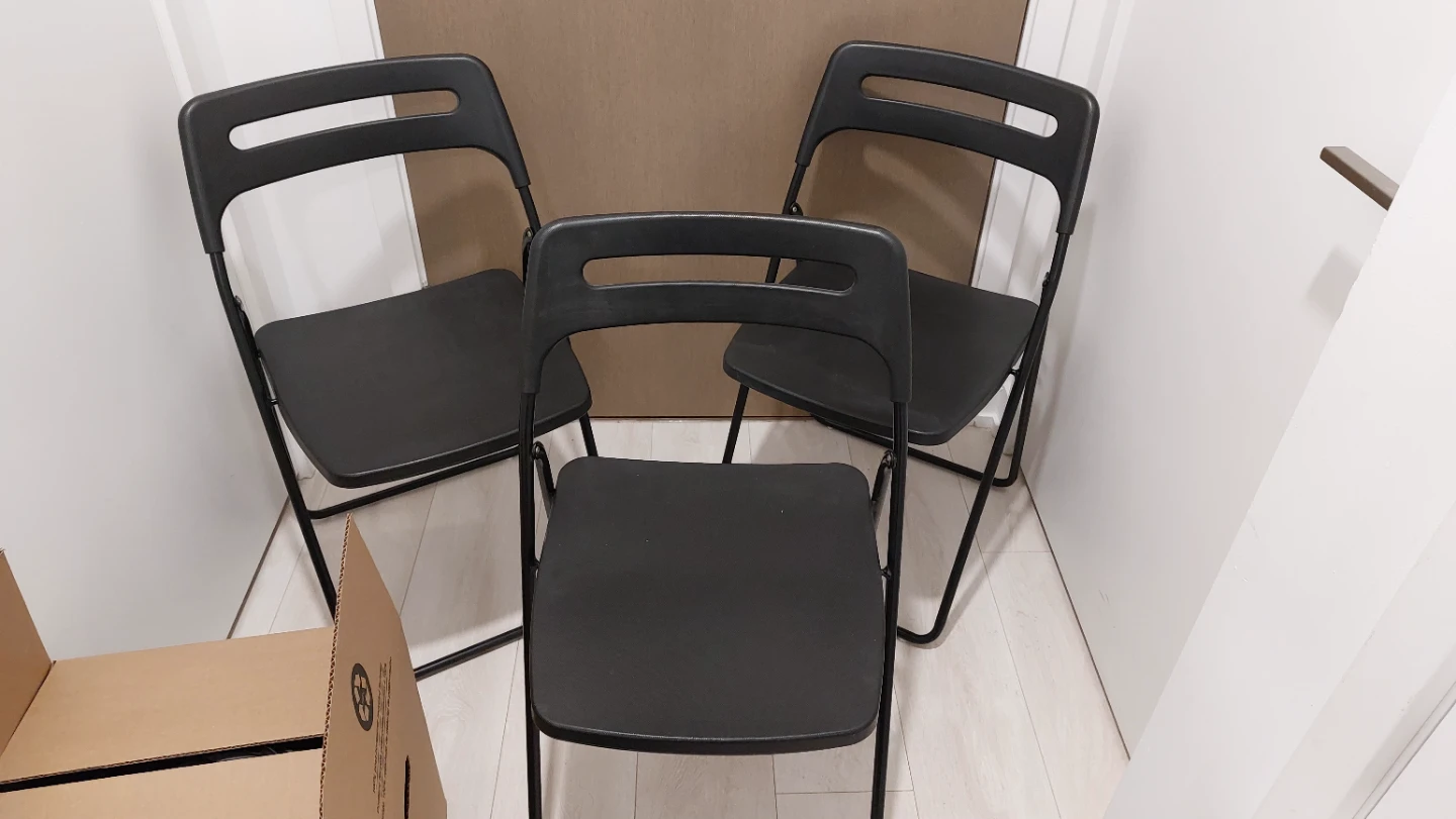 Set of 3 Black Folding Chairs