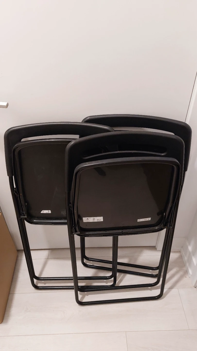 Set of 3 Black Folding Chairs - photo 2