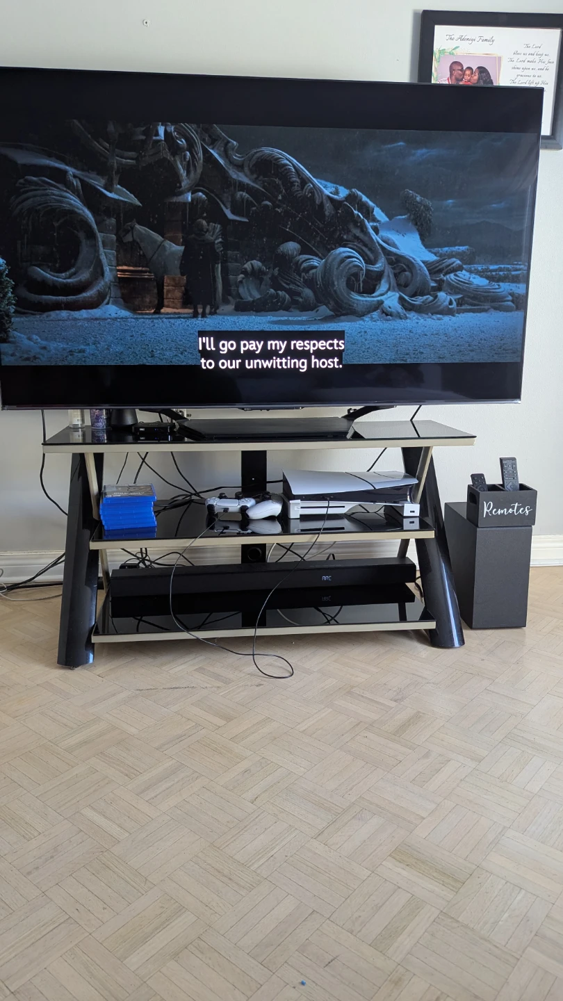 Modern Glass TV Stand Black and grey Media Console